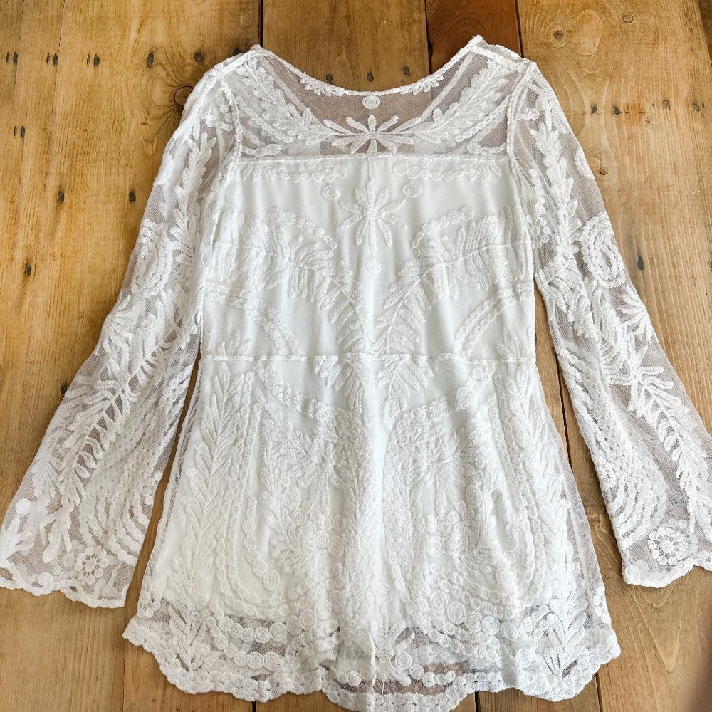 Tokyo Darling Lace Embroidered Dress White Size M Tunic